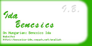 ida bencsics business card